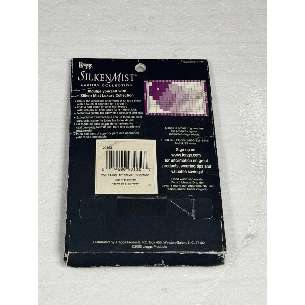 Leggs Silken Mist Perfectly Sheer Control Top Sheer Toe JET BLACK 93132